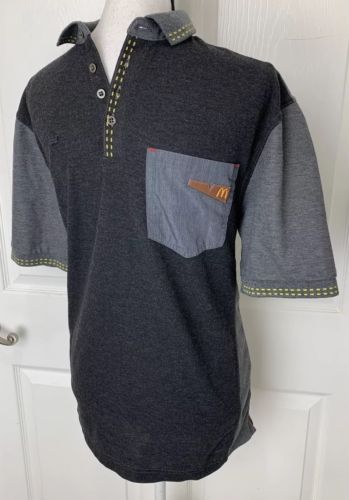 MCDONALDS Timeless Elements Uniform Gray Polo Work Shirt Sz Adult Medium Regular