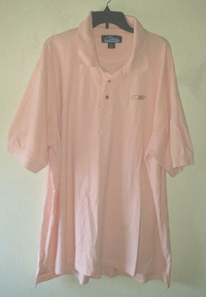Vtg Peach  SUBWAY insignia  2XL Polo Shirt Short Sleeve Minor Stain Lower Front