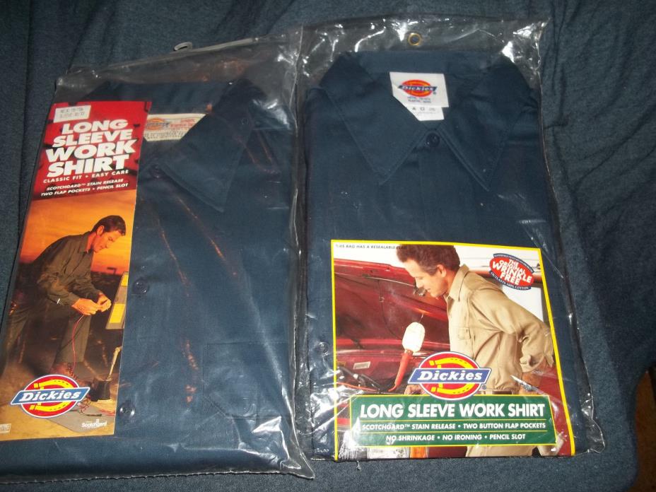 2 NEW Dickies Long Sleeve Chambray Work shirts 15-15 1/2 neck 32/33 Mens Medium