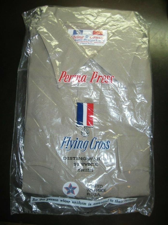 Flying Cross Large Deluxe Tropical Short Sleeve Uniform Shirt Tan - NOS - USA