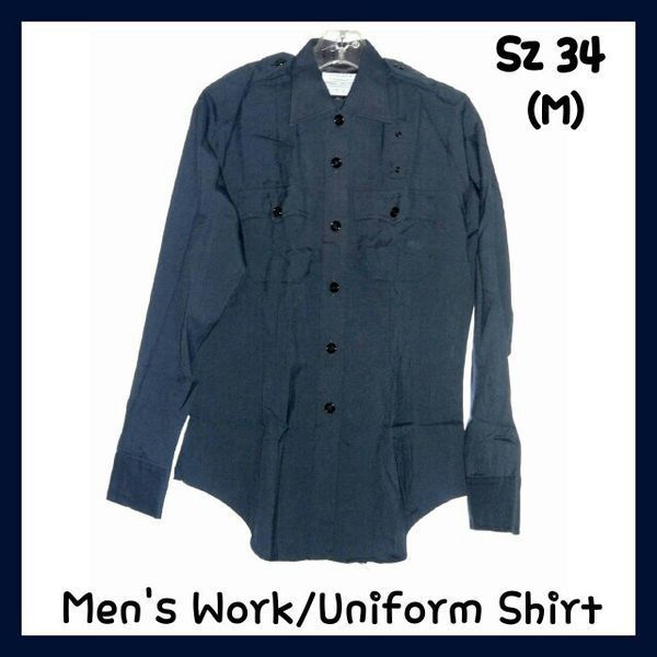 New Mens Navy Blue Work Uniform Shirt Size 34 (M)