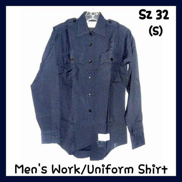 New Mens Navy Blue Work Uniform Shirt Size 32 (S)