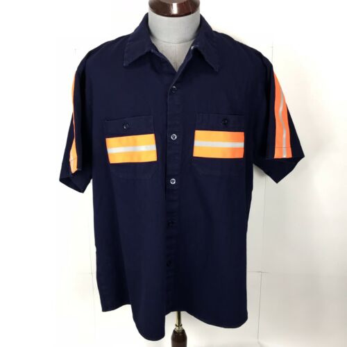 ITEX Mens Shirt Banox Certified Durable Flame Resistant Size XXL Blue Orange Ref