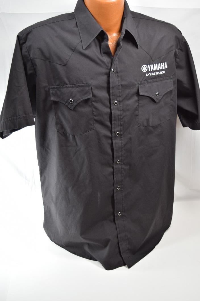 YAMAHA Dealer Mechanics S/S Western Shirt by Ely Cattleman L 16 1/2 Pearl Snap