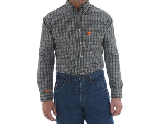 WRANGLER RIGGS WORKWEAR FLAME RESISTANT FR SHIRT CHOCOLATE PLAID XX-LARGE NEW 2X