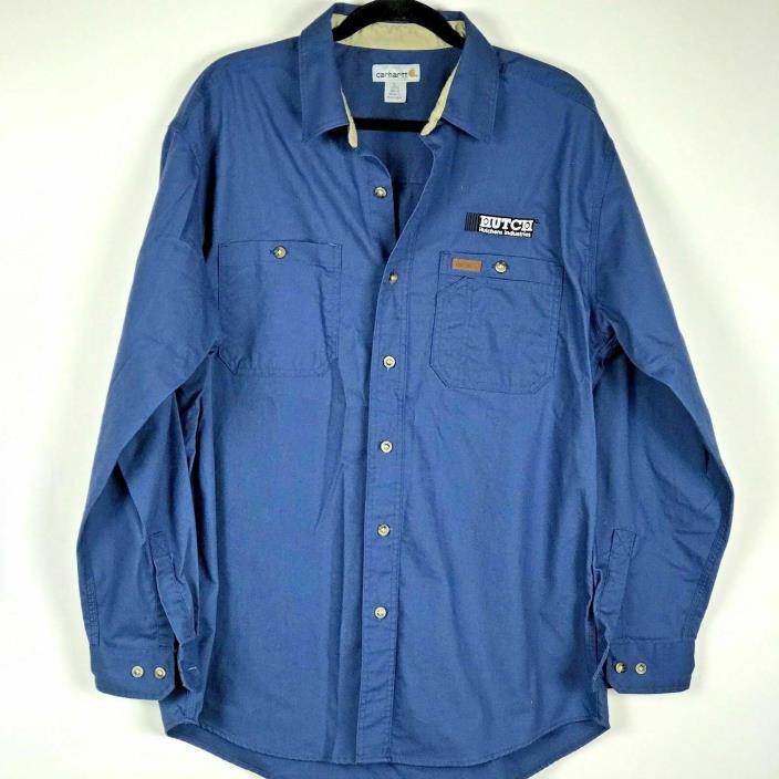 Carhartt Hutchen Industries Mens Size Large Denim Work Shirt  Blue Button Front