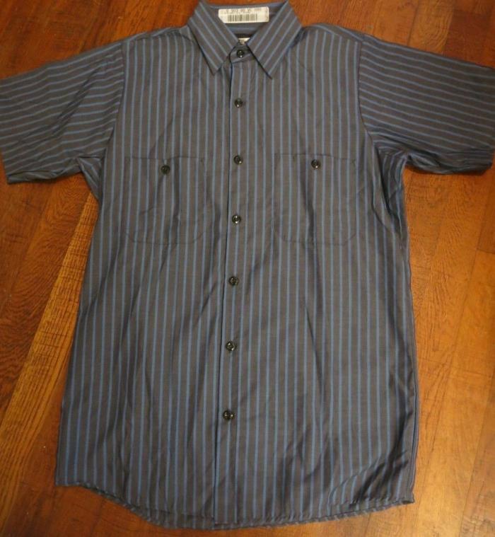 UNIWEAVE by UNIFIRST Uniform Shirt Short Sleeve Pockets Blue/Gray Stripes Size S