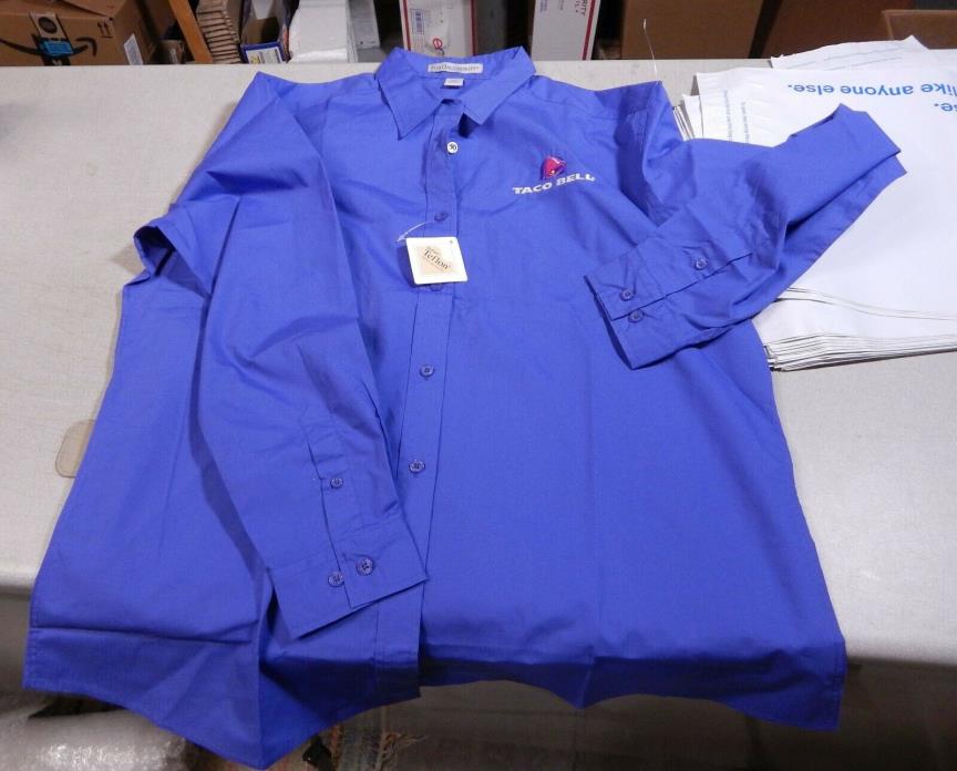 NEW Taco Bell WOmen's  Button Down  Shirt  Port Authority Blue Teflon  XL