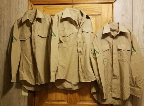 MENS: Sz 15-1/2 x 33 UNIFORM Shirts LS Lot 3, US Marine? arm patches pre-worn