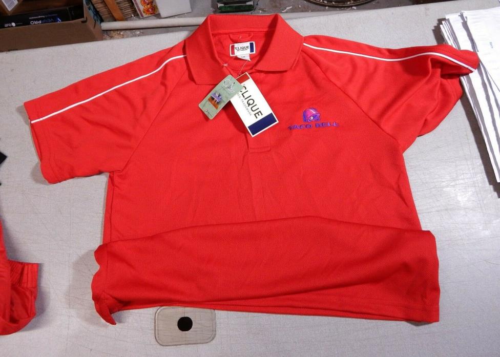 NEW Taco Bell Polo Uniform Work Shirt Size MEN SMALL Employee RED  19.0