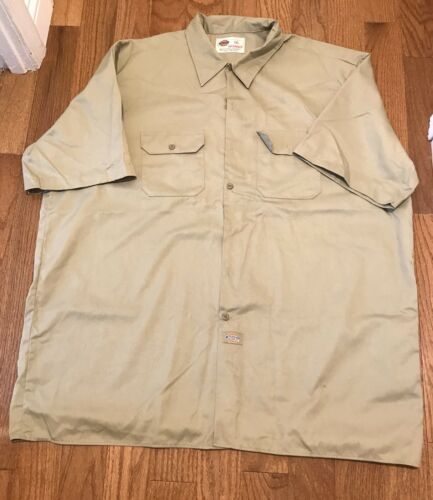 Men’s Dickies Khaki Short Sleeve Button Down Work Shirt Size 3XL