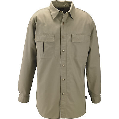 Gravel Gear Cotton Ripstop Long Sleeve Work Shirt with Teflon - Khaki, XL