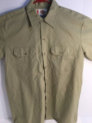New Dickies Medium Tan Work Shirt Short Sleeve Button Up A4