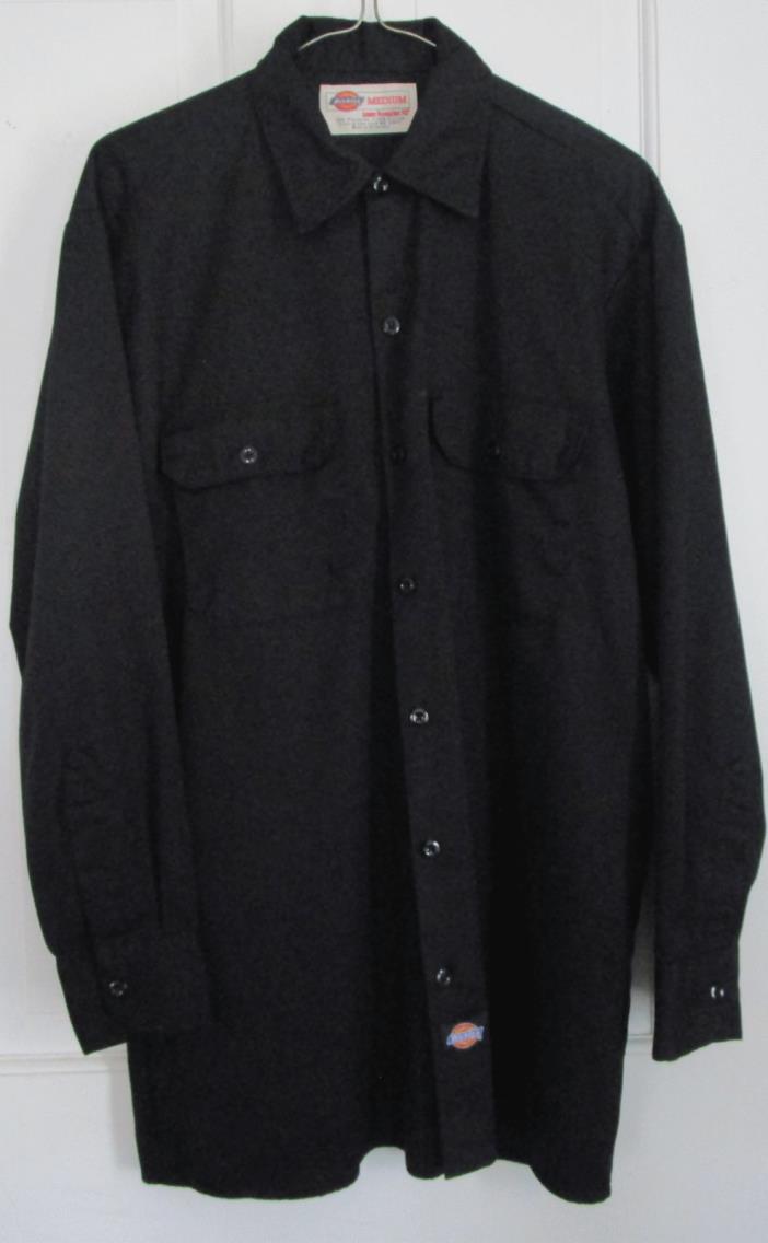 AS IS   Dickies Mens Med Long Sleeve Black Work Shirt RN20697 Washed