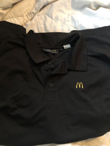 McDonalds Employee Large Black Polo Shirt Short Sleeve Logo McDonald House L