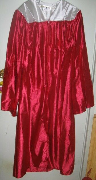 Graduation Cap and Gown Red and White size 5'9