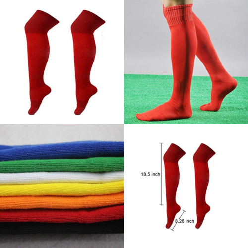 Over Knee Cotton Knit Soccer Socks Unisex High Solid Sports Team Athletic Perfor
