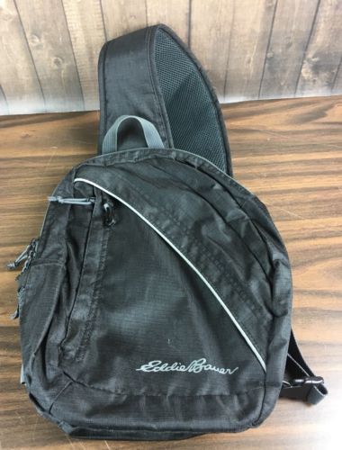 Eddie Bauer Black Midsize Shoulder Bag Day Pack Carry On Travel Commute Book