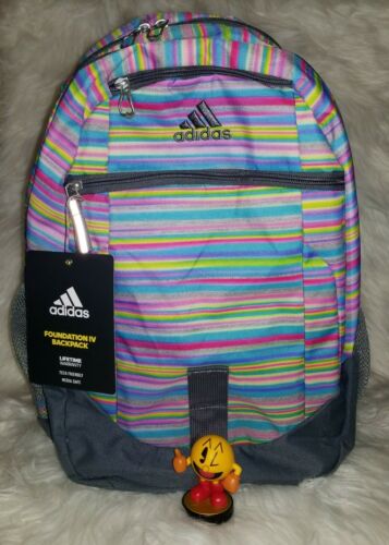 ADIDAS LARGE 4 COMPARTMENT BACKPACK STRIPED MULTI COLOR BOOKBAG