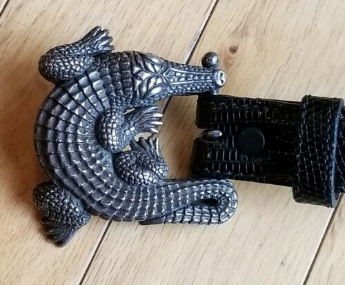 Barry Kieselstein Cord Lizard Belt Sterling Alligator Crocodile Buckle