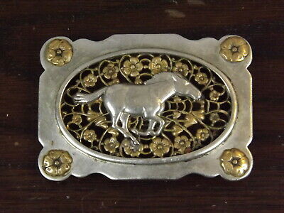 Vintage Western Horse Belt Buckle Flower Background