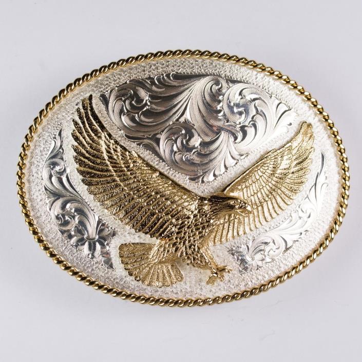 Montana Silversmiths Soaring Eagle Belt Buckle Silver Plated Gold Finish 4