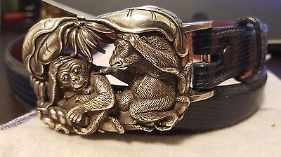 100% Authentic RARE Kieselstein Cord Monkey Buckle w/ Navy Lizard Belt size 2