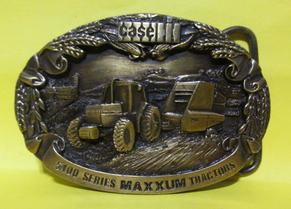 Case 5100 series MAXXUM Tractors brass belt buckle 1989 J.I.CASE OFFICIAL