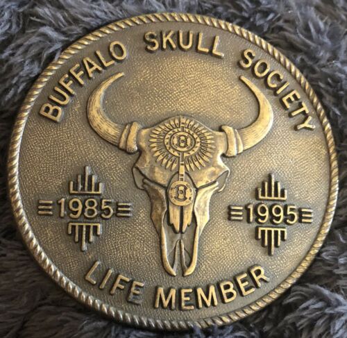 Vintage Buffalo Skull Society 1985-1995 Life Member Belt Bickle