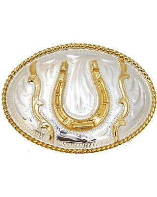 Western Express Men's Silver Small German Horseshoe Belt Buckle  Silver