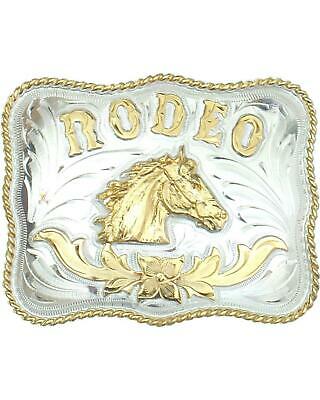 Western Express Men's Rodeo Horsehead German Silver Belt Buckle  Silver