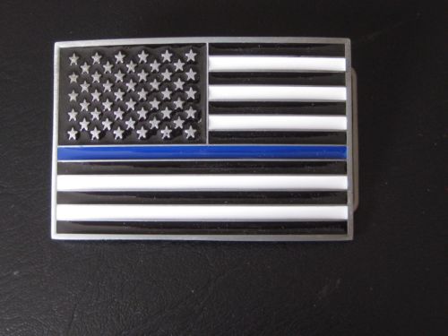 Blue Lives Matter Flag Belt Buckle ~ POLICE