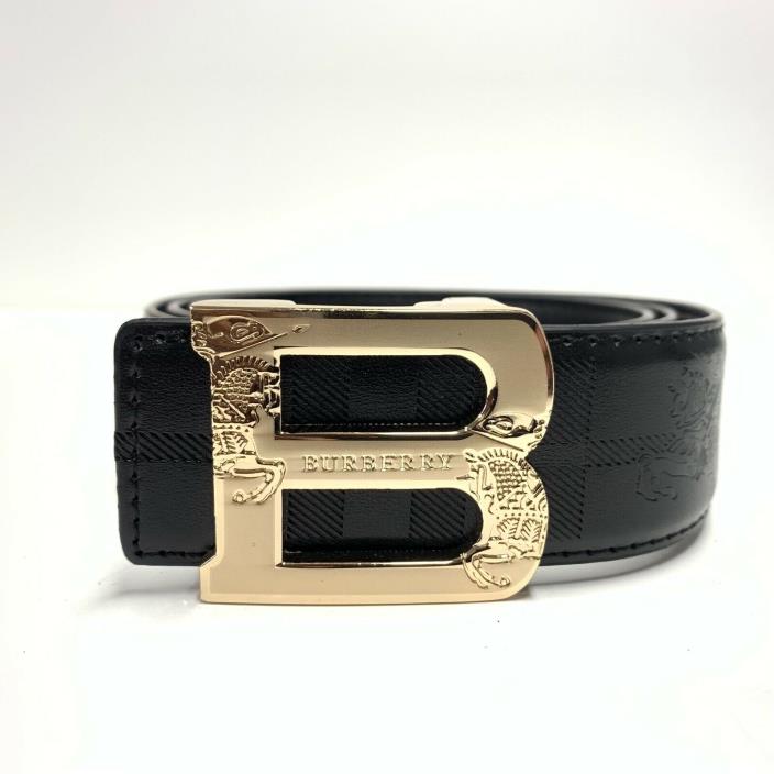 Burberry Belt | Size 36 or 90 cm | Black Leather | Gold Buckle | B