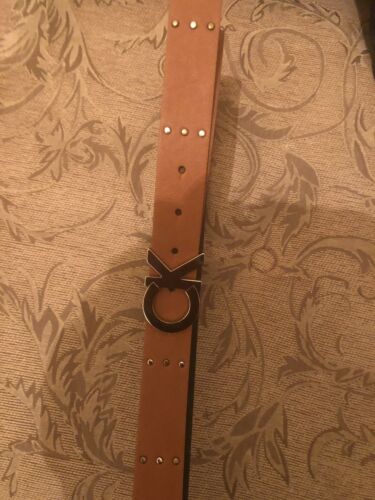 Calvin Klein Cognac Belt With CK Buckle Size M