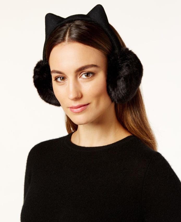 Kate Spade New York Faux Fur Earmuffs Cat Ear headband  MSRP 39.00