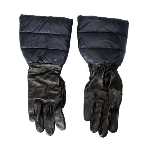 Moncler Unisex  Black Down Leather Gloves Sz M
