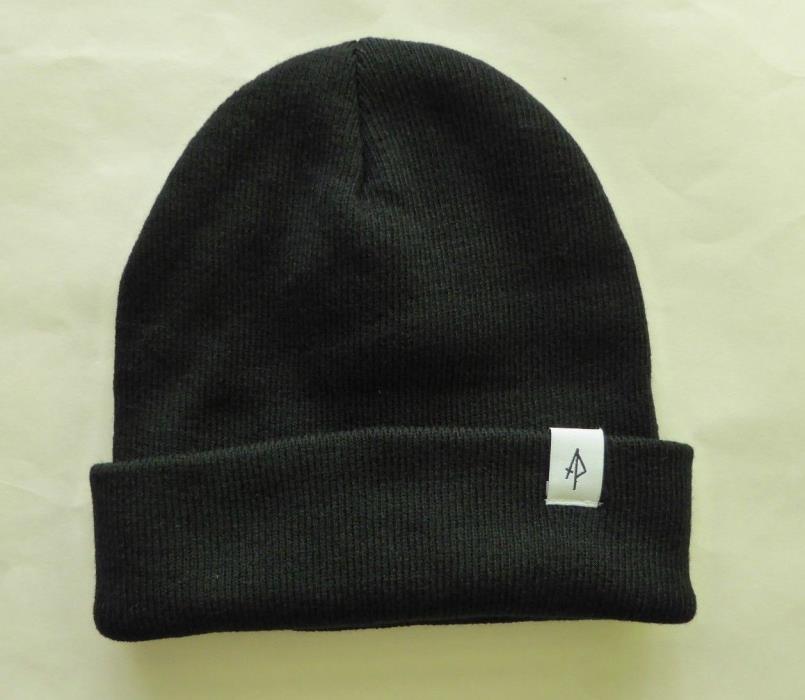 AP Apache Pine Black Beanie Hat with Logo Unisex One Size Fits Most RP $35