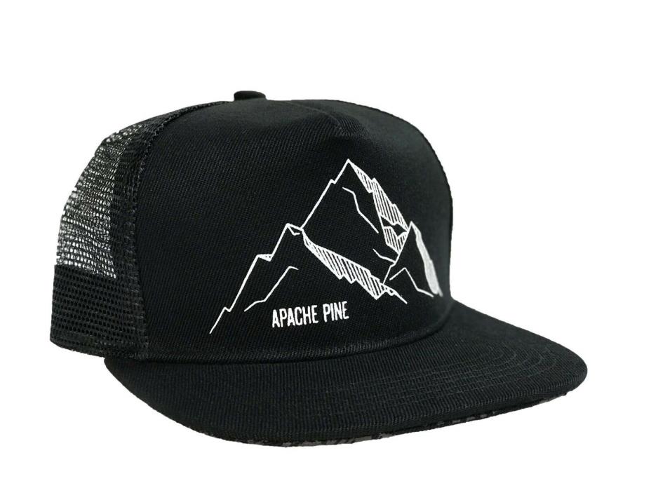 AP Apache Pine Black Trucker Hat Summit Snapback One Size Unisex RP $35