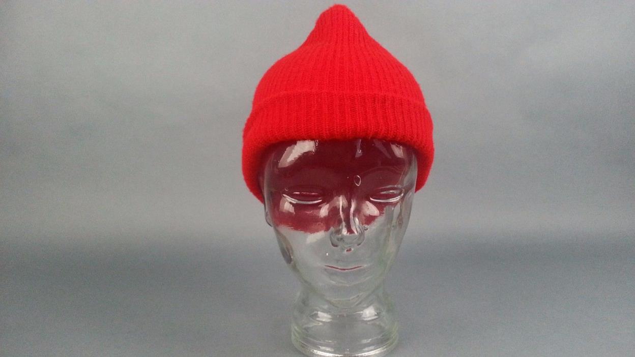 Vintage Red Beanie Hat cap 1970's