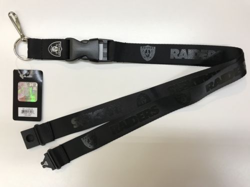Raiders black on black Lanyard/key Chain/Badge, ID Holder