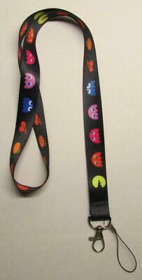 PACMAN Classic LANYARD KEY CHAIN Ring Keychain ID Holder NEW