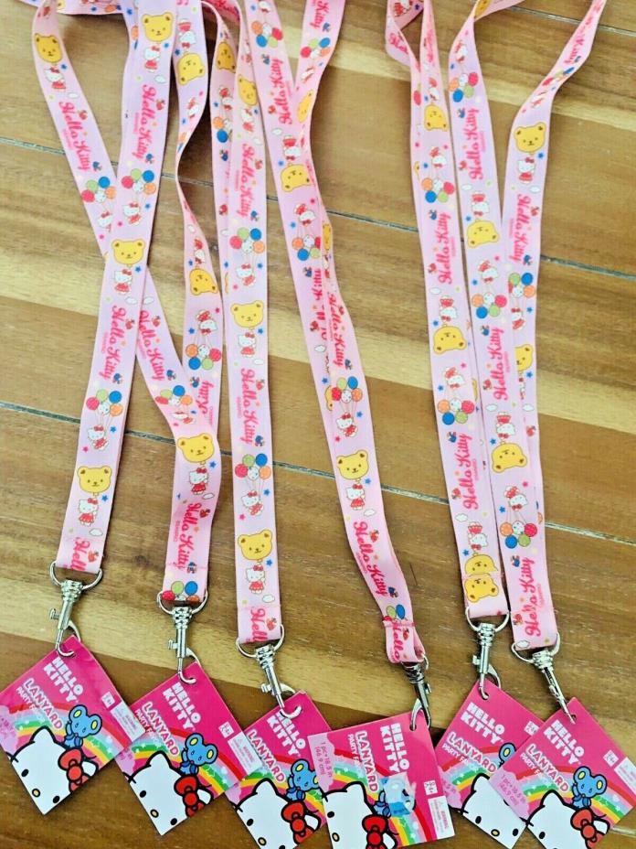 Hello Kitty Kids LANYARD Pink Keychain ID Holder Set of 6 NWT