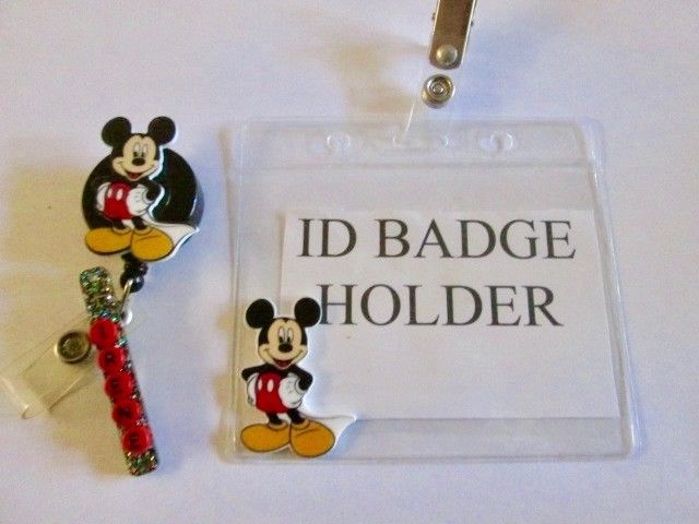 ID Badge Retract Reel,Card Holder,Mickey Mouse,Medical,,Pediatric Nurse,ER,ICU