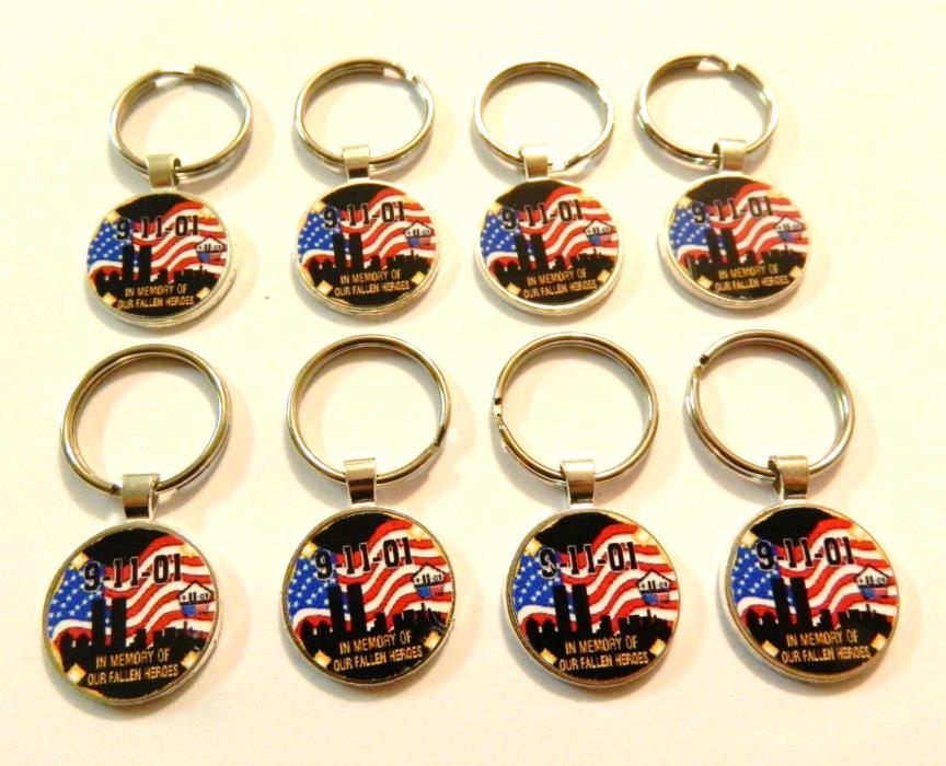 8 EA  9-11   KEY RINGS  STERLING SILVER PLATED