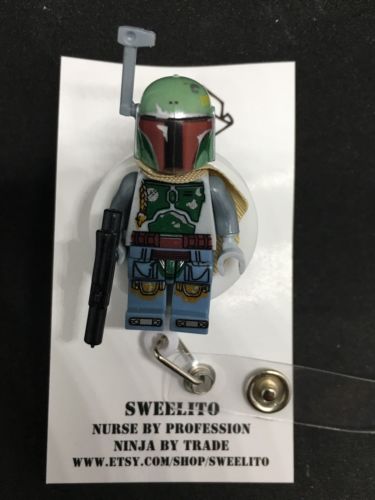 BOBA FETT Star Wars Darth Vader Lego ID Badge Shirt Tag Holder Or Keychain Nurse