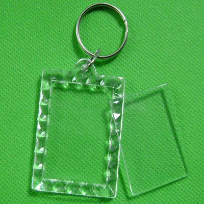 10PCS Delicate Key Ring Blank Clear Transparent Acrylic Picture Frame Locket #LK