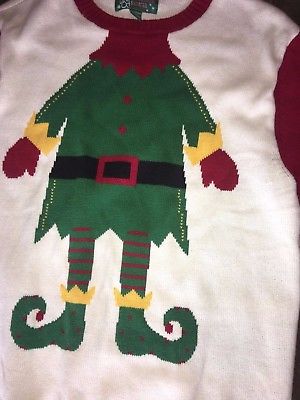 Ugly Christmas Sweater Brand Elf Pullover Crew Size XL Xmas Knit Party Holiday