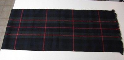 Red, Blue & Green Plaid 100% Superfine Acrylic Scarf, Made in U.S.A. 60 x 12 1/4