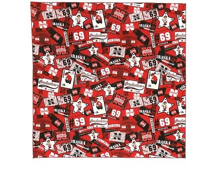Nebraska Huskers Bandanna on Red/Black 100%Cotton #426 New handmade 21
