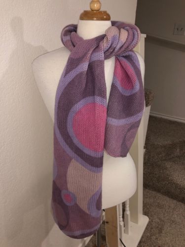 Nardi & Tagliaferri Scarf Colorful Wool Blend Lavendar  Italy 75 x 9  EUC